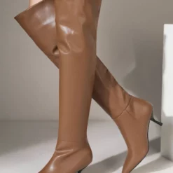 Women Over The Knee Boots Stiletto Heel Pointed Toe PU Leather Eric White Thigh High Boots -UK Winter Shoes Sales 2023 202110121523248784936