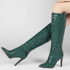 Women Boots Peach Pink Pointed Toe Stiletto Heel Knee High Boots -UK Winter Shoes Sales 2023 202110121523251824086