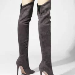Women Over The Knee Boots Stiletto Heel Pointed Toe PU Leather Red Thigh High Boots -UK Winter Shoes Sales 2023 202110161543162501833