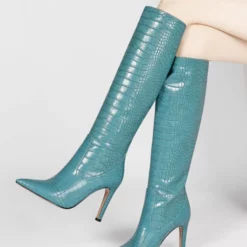 Women Boots Stiletto Heel Pointed Toe PU Leather Eric White Knee High Boots -UK Winter Shoes Sales 2023 202110161543209271663