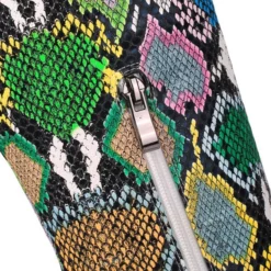 Women Boots Pointed Toe Chunky Heel PU Leather Green Knee High Boots -UK Winter Shoes Sales 2023 202110161543299286069