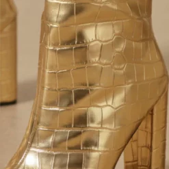 Women Booties Pointed Toe Chunky Heel PU Leather Blond Knee-High Boots -UK Winter Shoes Sales 2023 202110181708026586164