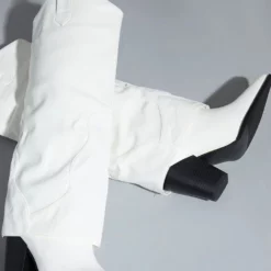 Women Boots Pointed Toe Chunky Heel PU Leather Black Knee-High Boots -UK Winter Shoes Sales 2023 202110181708121735926