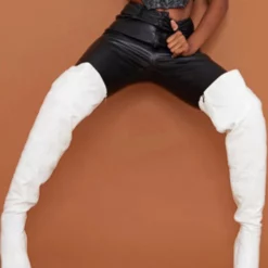 Women Over The Knee Boots Chunky Heel Pointed Toe PU Leather White Thigh High Boots -UK Winter Shoes Sales 2023 202110181708124988038