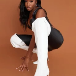 Women Over The Knee Boots Chunky Heel Pointed Toe PU Leather White Thigh High Boots -UK Winter Shoes Sales 2023 202110181708128417006