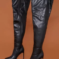 Women Over The Knee Boots Chunky Heel Pointed Toe PU Leather White Thigh High Boots -UK Winter Shoes Sales 2023 202110181708144502884