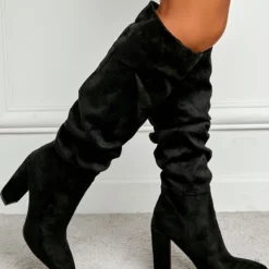 Women Boots Chunky Heel Pointed Toe Micro Suede Martin Boots Knee High Boots -UK Winter Shoes Sales 2023 202110271509024566213