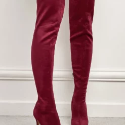 Women Thigh High Boots Stiletto Heel Pointed Toe Micro Suede Upper Burgundy Over The Knee Boots 12 Women Thigh High Boots Stiletto Heel Pointed Toe Micro Suede Upper Burgundy Over The Knee Boots -UK Winter Shoes Sales 2023 202111181524262624322