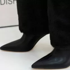 Women Boots Stiletto Heel Pointed Toe Black Knee-High Boots -UK Winter Shoes Sales 2023 202112061803496376634