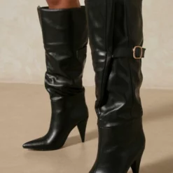 Women Boots Stiletto Heel Pointed Toe PU Leather Chocolate Brown Knee-High Boots -UK Winter Shoes Sales 2023 20211206180353373199