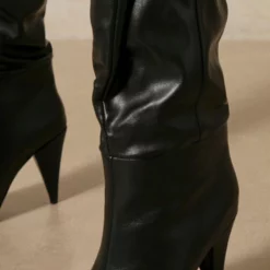 Women Boots Stiletto Heel Pointed Toe PU Leather Chocolate Brown Knee-High Boots -UK Winter Shoes Sales 2023 202112061803539688898