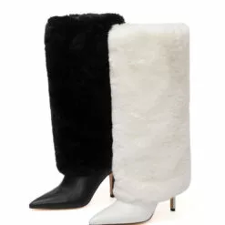 Women Boots Stiletto Heel Pointed Toe Black Knee-High Boots -UK Winter Shoes Sales 2023 202112061803546353734