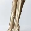 Women Over The Knee Boots Chunky Heel Point Toe PU Leather Blond Thigh High Boots -UK Winter Shoes Sales 2023 202201041512193783191