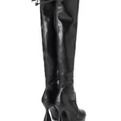 Women Over The Knee Boots Goblet Heel Platform Black Thigh High Boots -UK Winter Shoes Sales 2023 202201061405020013856