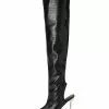 Women Over The Knee Boots Stiletto Heel Pointed Toe Platform Black Thigh High Boots