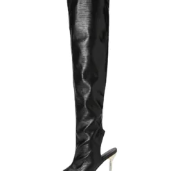 Women Over The Knee Boots Stiletto Heel Pointed Toe Platform Black Thigh High Boots