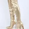 Women Over The Knee Boots Chunky Heel Pointed Toe PU Leather Blond Thigh High Boots -UK Winter Shoes Sales 2023 202201141100175635109