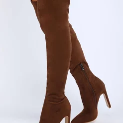 Women Over The Knee Boots Chunky Heel Elastic Fabric Orange Thigh High Boots -UK Winter Shoes Sales 2023 202201141100197348787