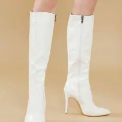 Women Boots Red Stiletto Heel Pointed Toe Knee High Boots -UK Winter Shoes Sales 2023 202201251201250365392