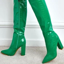 Women's Knee High Boots Chunky Heel Pointy Toe -UK Winter Shoes Sales 2023 202205121909391211922