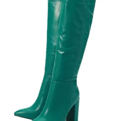 Women's PU Leather Chunky Heel Knee-High Boots -UK Winter Shoes Sales 2023 202206161128501192450