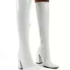 Women's Knee High Boots Patent PU Upper Chunky Heel Boots -UK Winter Shoes Sales 2023 202206231427286885171