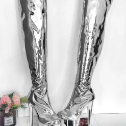 Women's Sexy Boots Silver Platform High Heel Thigh High Boots -UK Winter Shoes Sales 2023 202208031043142433974