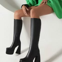 Women's Knee High Boots White Platform Square Toe PU Leather Chunky Heel Knee Boots 14 Women's Knee High Boots White Platform Square Toe PU Leather Chunky Heel Knee Boots -UK Winter Shoes Sales 2023 202208031753485741572