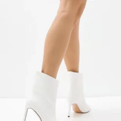 High Heel Booties Black PU Leather Pointed Toe Ankle Boots -UK Winter Shoes Sales 2023 202208031754003541592