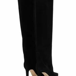 Women's Knee High Boots Black Stiletto Heel Wide Calf Boots -UK Winter Shoes Sales 2023 202208031754140162977