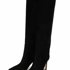 Women's Knee High Boots Black Stiletto Heel Wide Calf Boots -UK Winter Shoes Sales 2023 202208031754146517620