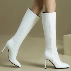 Women's Knee Boots PU Leather Stiletto Heel Knee High Boots -UK Winter Shoes Sales 2023 202208031754210646271
