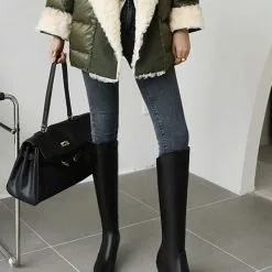 Women's Knee High Boots White Pointed Toe Chunky Heel Western Boots 20 Women's Knee High Boots White Pointed Toe Chunky Heel Western Boots -UK Winter Shoes Sales 2023 202208031755381007179