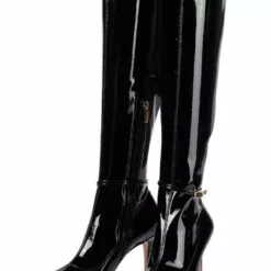 Women's Tigh High Boots Black Pointed Toe Stiletto Heel Bright Leather Over The Knee Boots -UK Winter Shoes Sales 2023 20220803175608987860