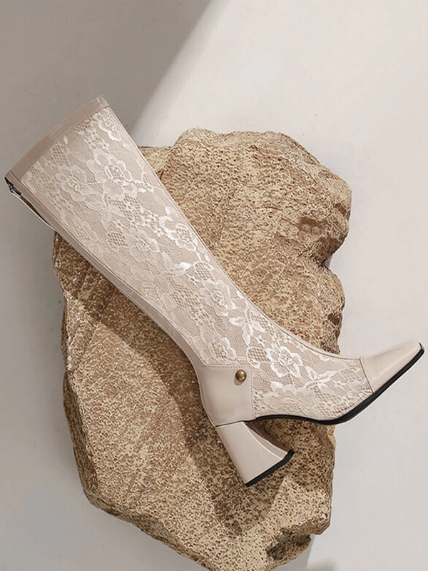 Women's Patent PU Upper Chunky Heel Knee-High Boots 7 Women's Patent PU Upper Chunky Heel Knee-High Boots - Image 5