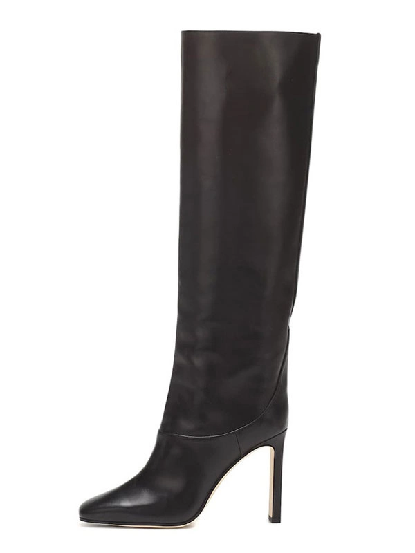 Women's Wide Calf Boots Burgundy Pointed Toe Chunky Heel Knee High Boots 10 Women's Wide Calf Boots Burgundy Pointed Toe Chunky Heel Knee High Boots - Image 8