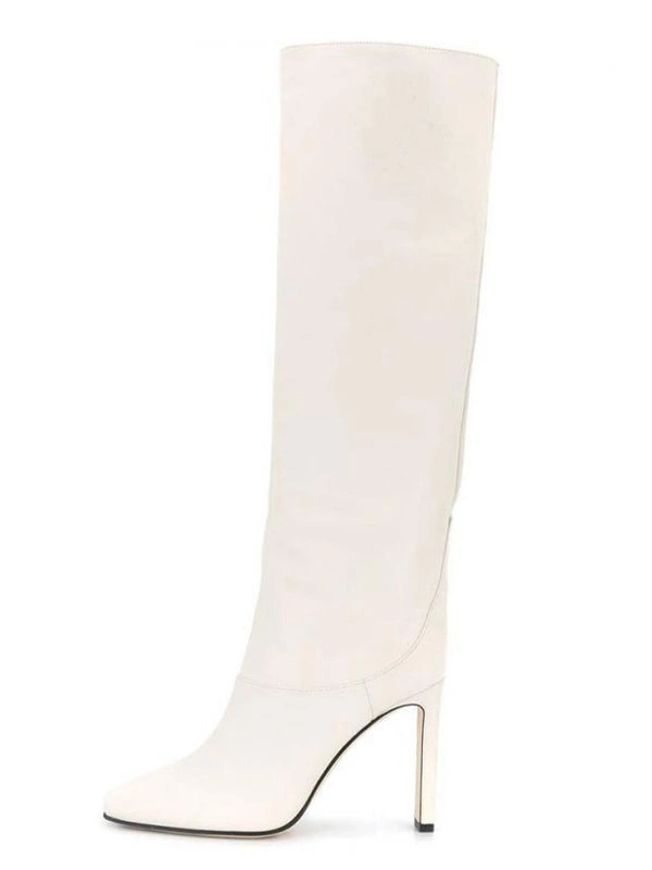 Women's Wide Calf Boots Burgundy Pointed Toe Chunky Heel Knee High Boots 8 Women's Wide Calf Boots Burgundy Pointed Toe Chunky Heel Knee High Boots - Image 6