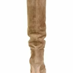 Women's Slouch Boots Suede Pointed Toe High Heel Knee High Boots -UK Winter Shoes Sales 2023 202208081555195201768