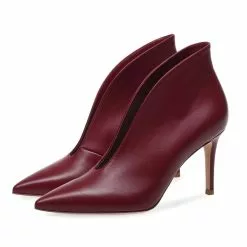 High Heel Booties Burgundy Pointed Toe Stiletto Heel Ankle Boots
