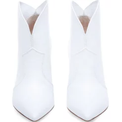 White Ankle Boots Women PU Leather Pointed Toe High Heel Booties -UK Winter Shoes Sales 2023 202208081555426614976