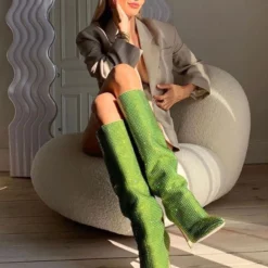 High Heel Wide Calf Boots Women Rhinestones Pointed Toe Stiletto Knee High Boots Sexy Party Shoes 15 High Heel Wide Calf Boots Women Rhinestones Pointed Toe Stiletto Knee High Boots Sexy Party Shoes -UK Winter Shoes Sales 2023 202208081557076983607