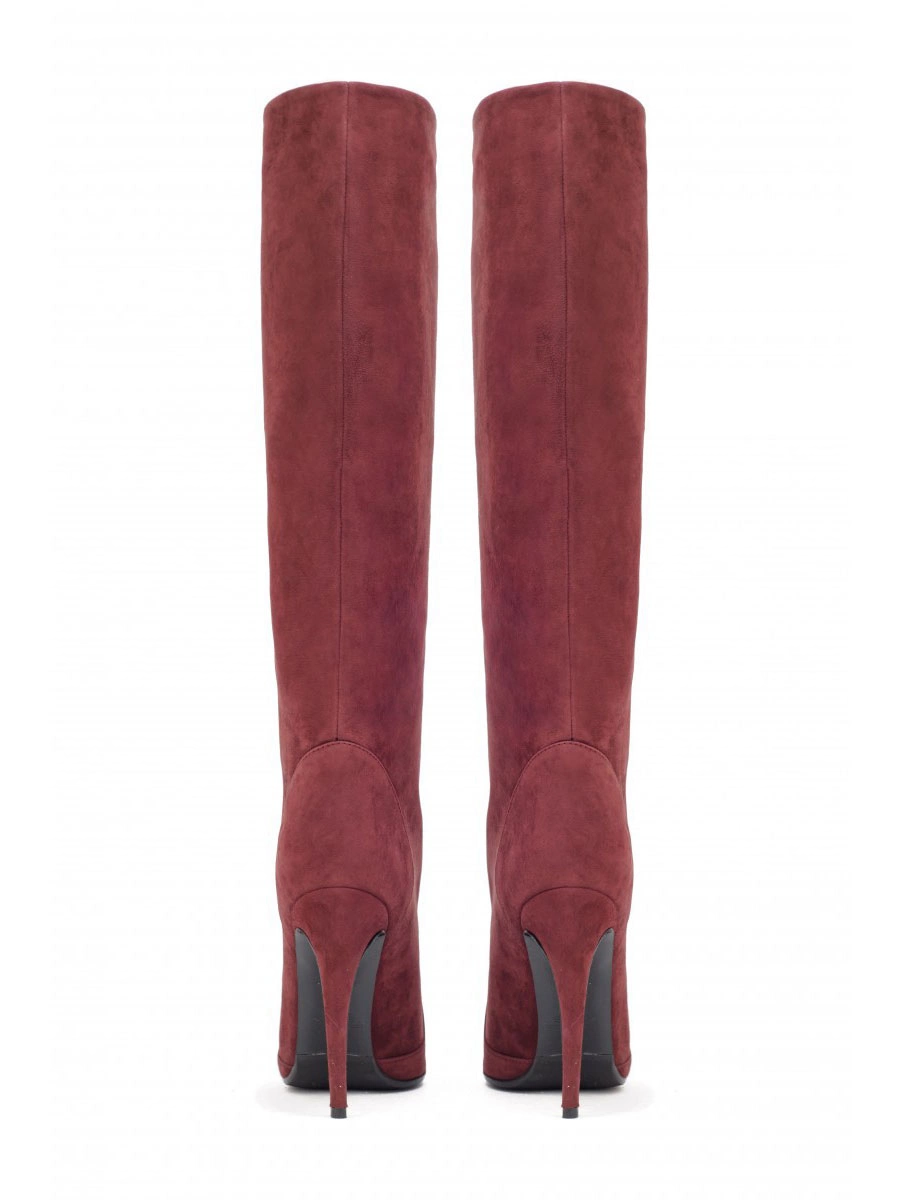 Women 's Wide Calf Boots Suede Stiletto Heel Knee High Boots 6 Women 's Wide Calf Boots Suede Stiletto Heel Knee High Boots - Image 4