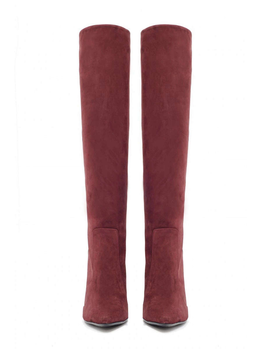 Women 's Wide Calf Boots Suede Stiletto Heel Knee High Boots 5 Women 's Wide Calf Boots Suede Stiletto Heel Knee High Boots - Image 3