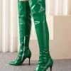 Women's Over The Knee Boots Pointed Toe Stiletto Heel Bright Leather Thigh High Boots -UK Winter Shoes Sales 2023 202209071019213588581
