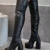 Women's Thigh High Boots Round Toe Platform Stiletto Heel PU Leather 1 Women's Thigh High Boots Round Toe Platform Stiletto Heel PU Leather -UK Winter Shoes Sales 2023 202209071019267141738