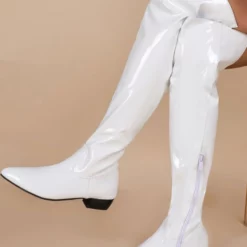Women's Flat Boots Stiletto Heel PU Leather Thigh High Boots