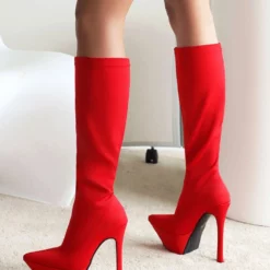 Women's Elastic Boots Platform Stiletto Heel Knee High Boots 16 Women's Elastic Boots Platform Stiletto Heel Knee High Boots -UK Winter Shoes Sales 2023 202209101617122352468