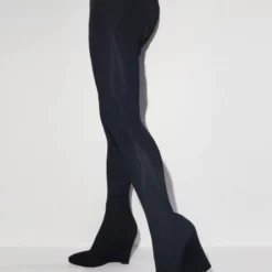 Women's Pant Shoes Leopard Printed Wedge Heel Elastic Thigh High Boots -UK Winter Shoes Sales 2023 202210072028408779257