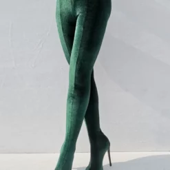 Women's Elastic Pant Shoes Suede Stiletto Heel Thigh High Boots