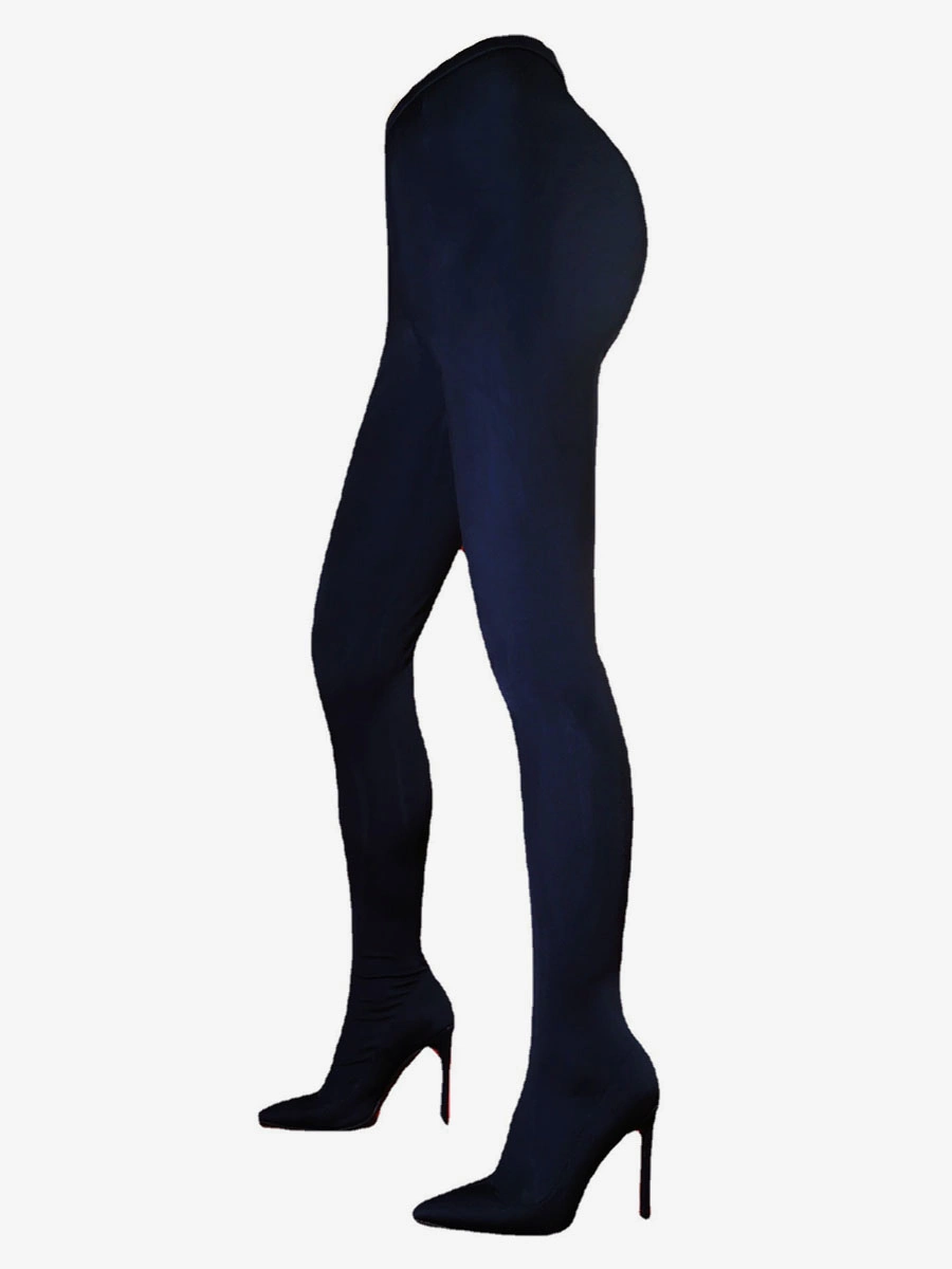 Women's Black Pant Shoes Elastic Stiletto Heel Thigh High Boots 5 Women's Black Pant Shoes Elastic Stiletto Heel Thigh High Boots - Image 3